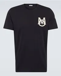 Moncler T-shirt in jersey di cotone con logo Blu