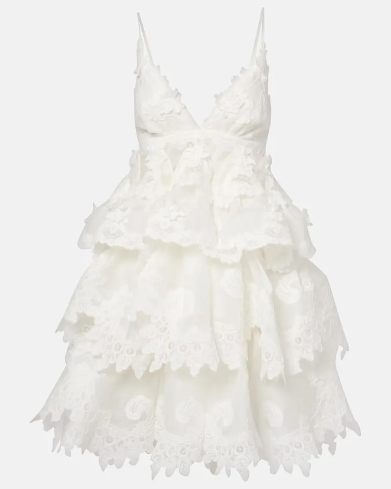 Zimmermann Abito corto Crush in lino e seta Bianco