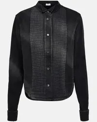 Loewe Camicia di jeans plissè Nero