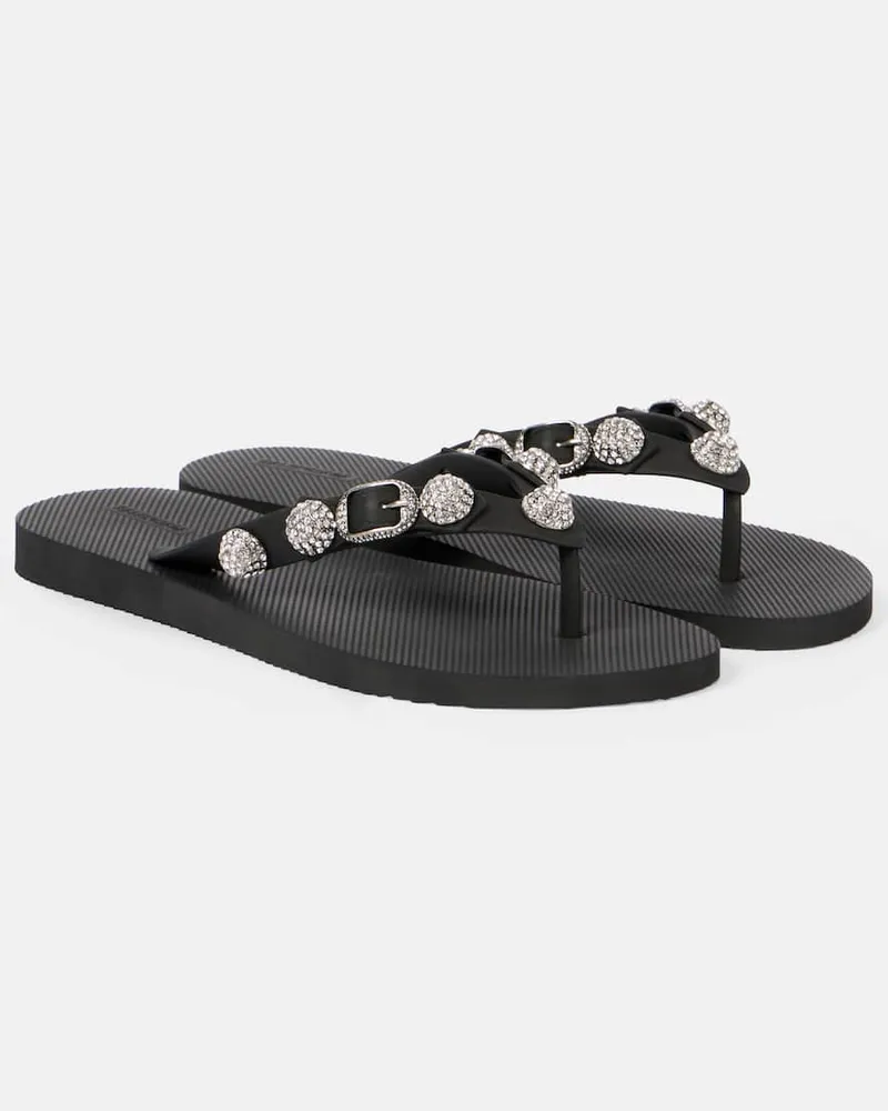 Balenciaga Sandali infradito con cristalli Nero