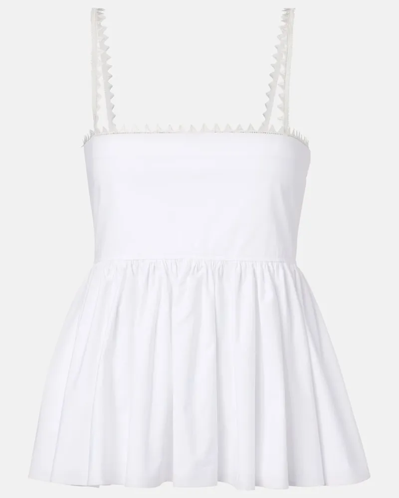 Jacquemus Top Traversin in cotone con peplo Bianco