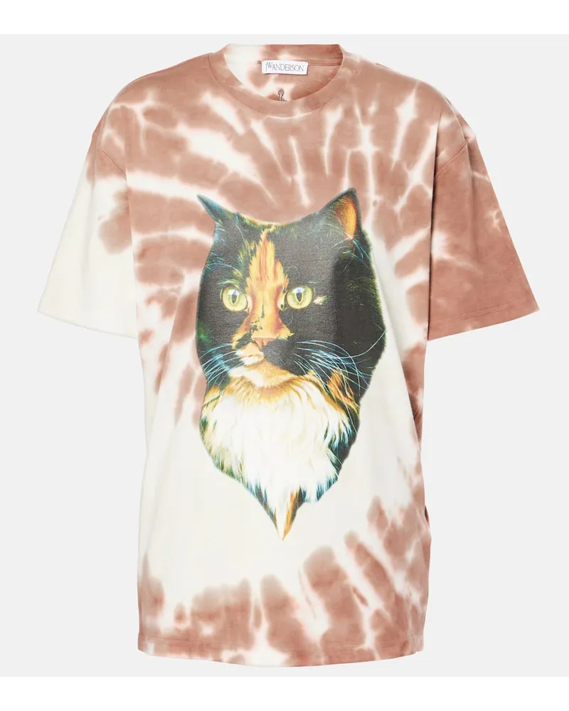 J.W.Anderson T-shirt in jersey di cotone tie-dye con stampa Multicolore