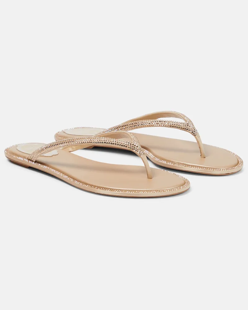 René Caovilla Sandali infradito Diana in raso Beige
