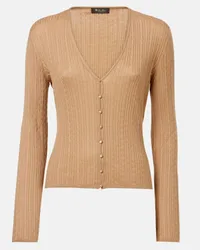 Loro Piana Cardigan in cashmere e seta a trecce Beige