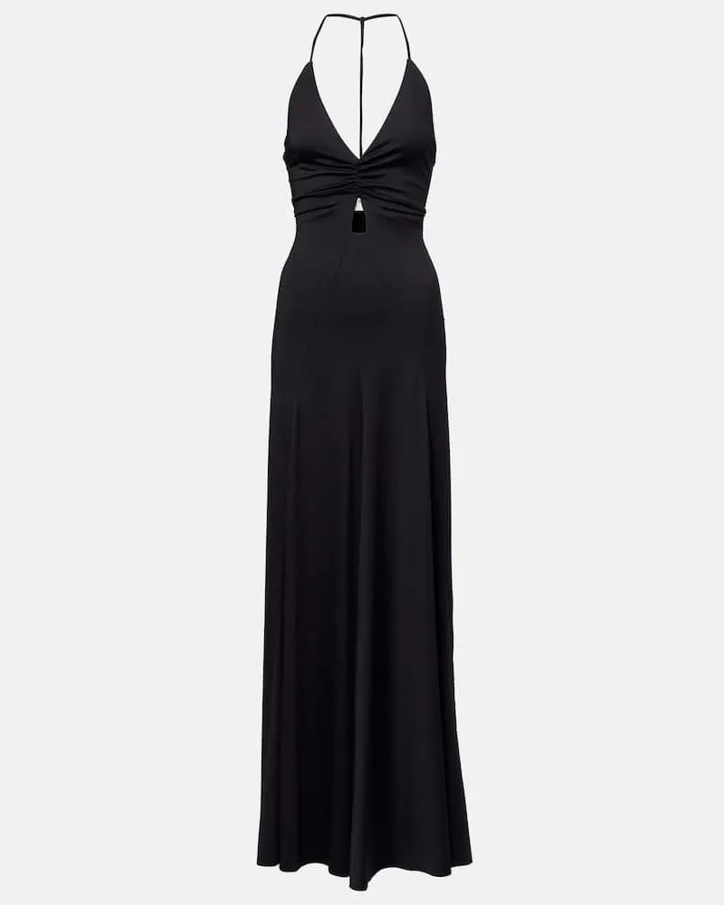 Victoria Beckham Abito lungo in jersey arricciato Nero