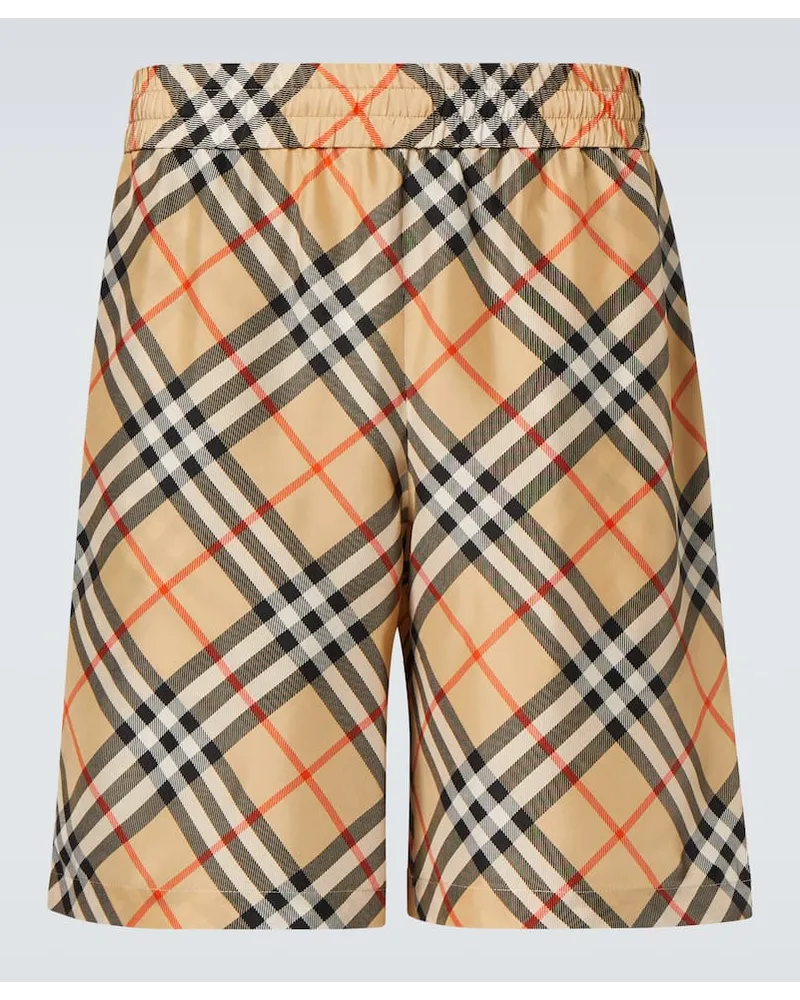 Burberry Bermuda Burberry Check in seta Beige