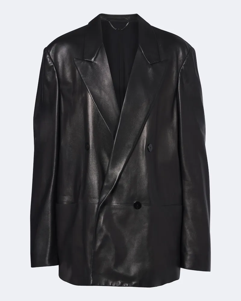 Gucci Giacca doppiopetto in pelle Nero
