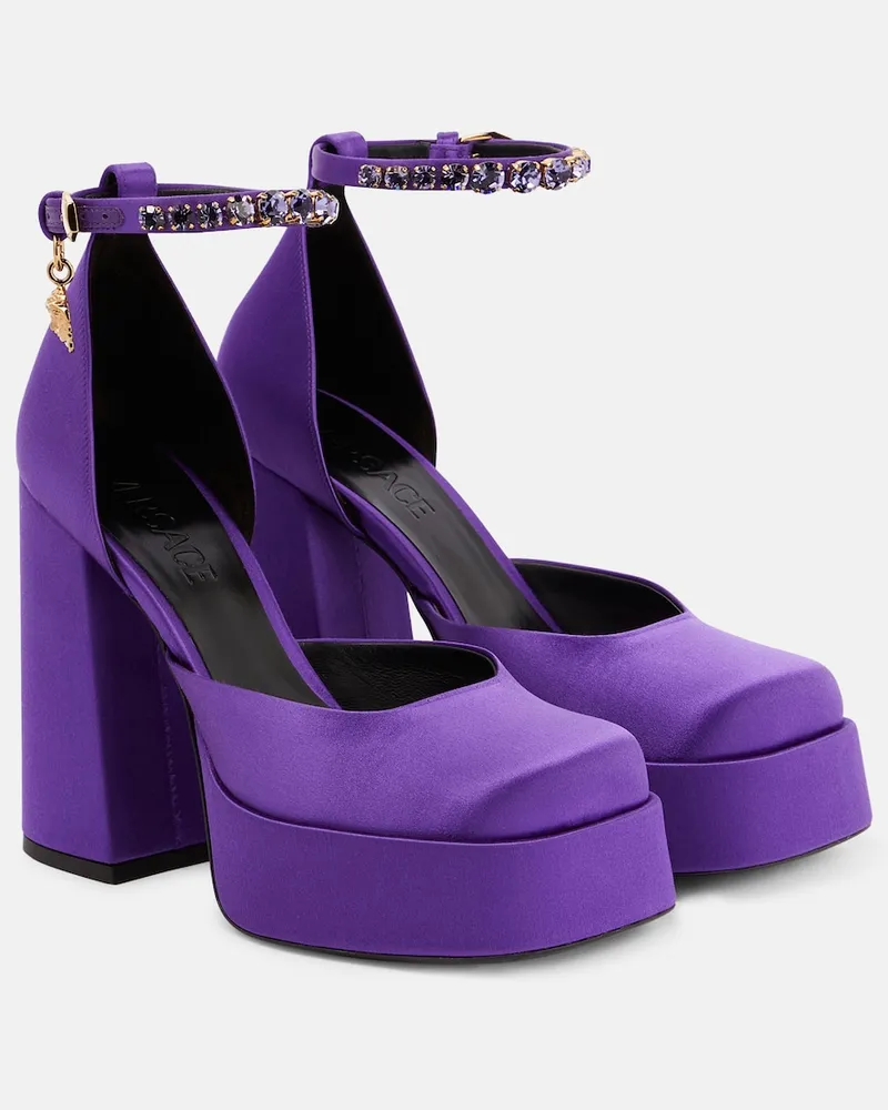 Versace Pumps con plateau Medusa Aevitas in raso Viola