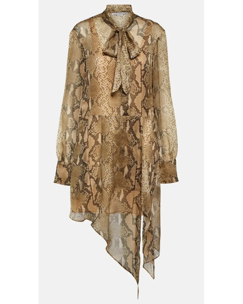 Stella McCartney Abito chemisier in chiffon di seta Marrone