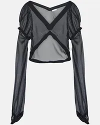 Acne Studios Top cropped in seta Nero