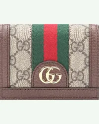 Gucci Portamonete Ophidia in tessuto e pelle Marrone