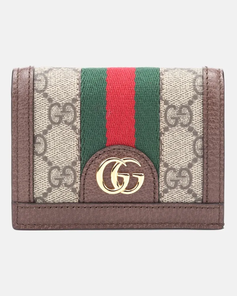 Gucci Portamonete Ophidia in tessuto e pelle Marrone