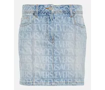 Versace Minigonna Versace Allover in denim Blu