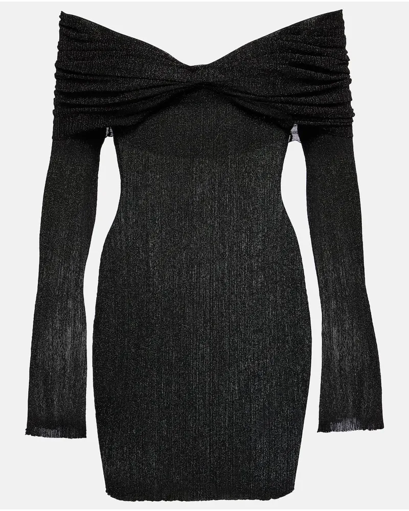 Aya Muse Miniabito in maglia lamÃ© con scollo bardot Nero