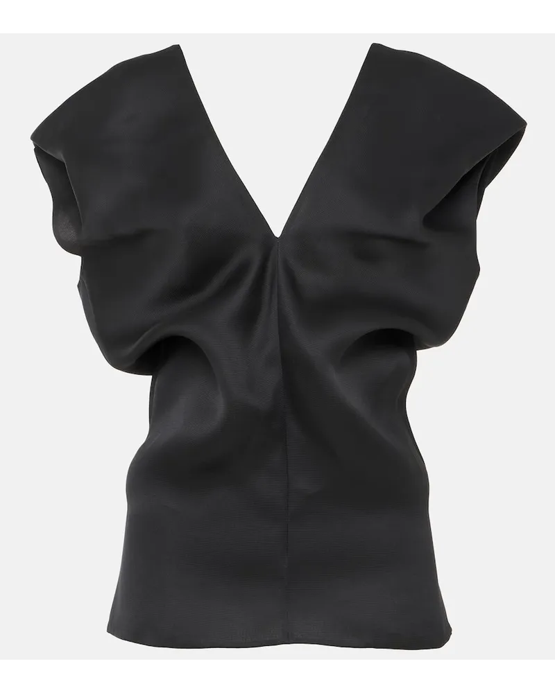 KHAITE Top Ami in raso di seta Nero