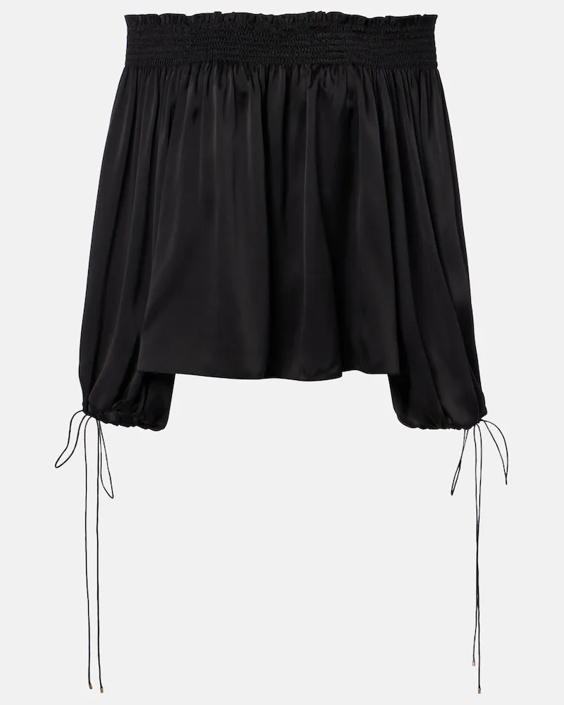 Chloé Chloé Top in satin di seta off-shoulders Nero