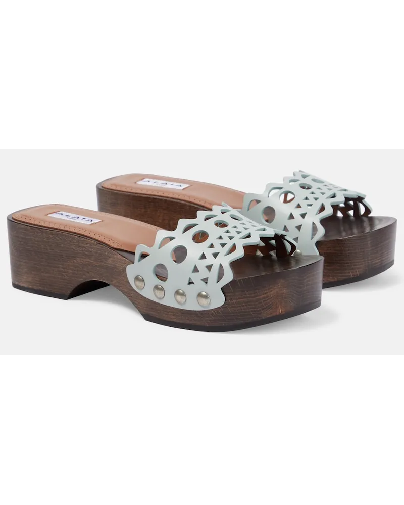 Alaïa AlaÃ¯a Sandali Vienne in pelle e legno Verde