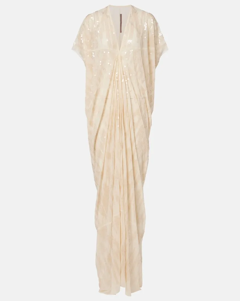 Rick Owens Abito lungo Lilies in tulle con paillettes Bianco