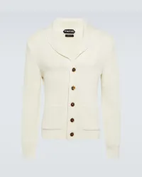 Tom Ford Cardigan in maglia di lana e seta Bianco