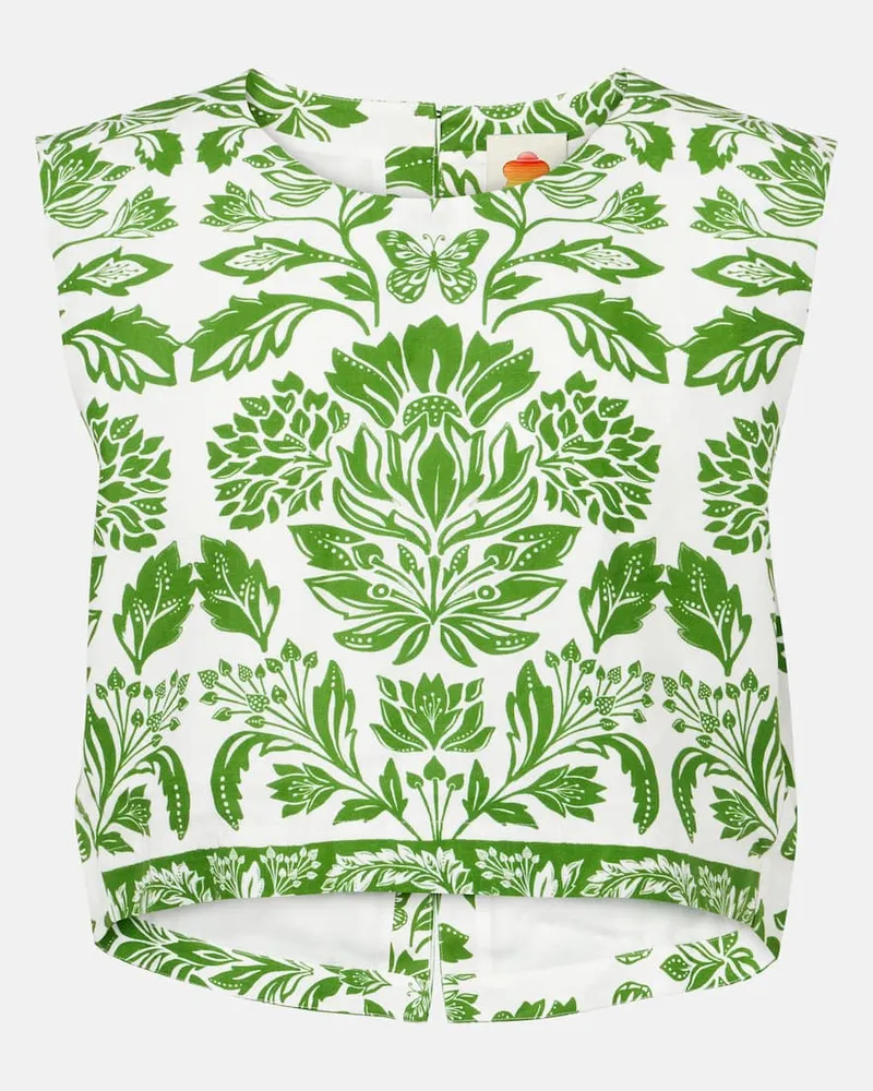 FARM Rio Top Delicate Tapestry in misto lino Bianco