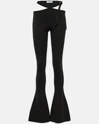 ATTICO Pantaloni flared in jersey con cutout Nero