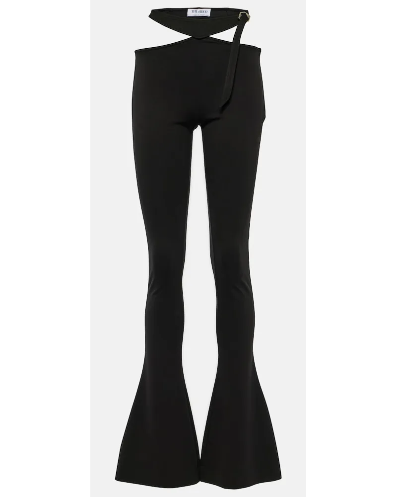 ATTICO Pantaloni flared in jersey con cutout Nero