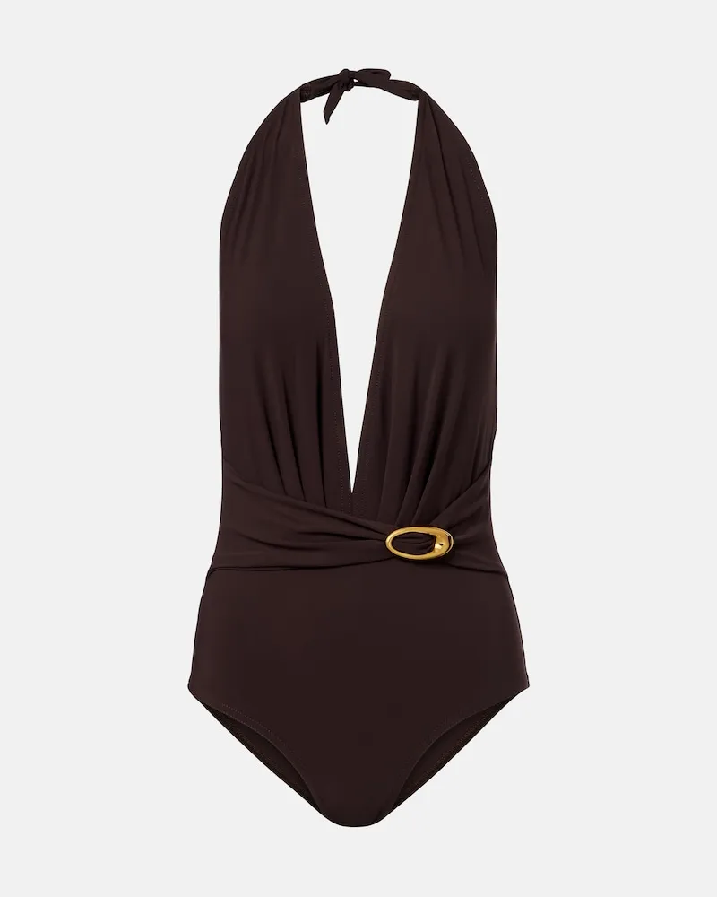 Karla Colletto Costume da bagno con decorazioni Marrone