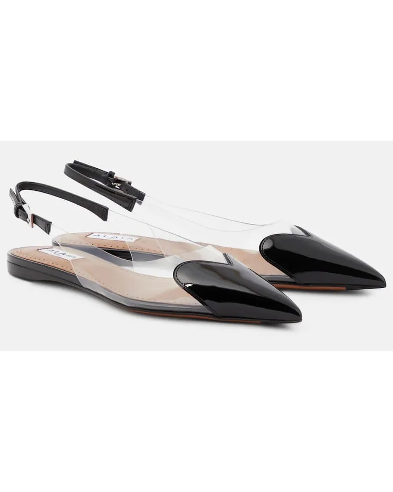 Alaïa AlaÃ¯a Ballerine slingback Le CÅur in vernice e PU Nero