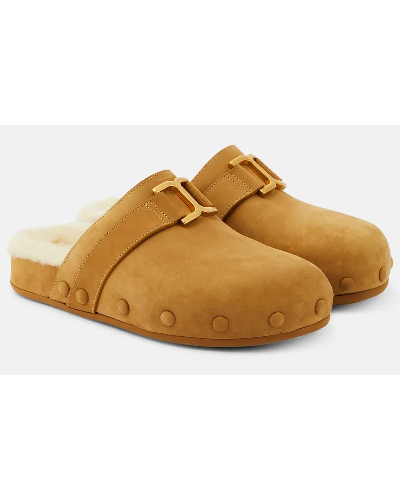 Chloé ChloÃ© Slippers Marcie in suede e shearling Marrone