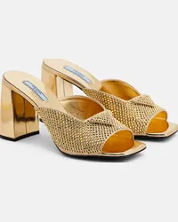 Prada Mules con cristalli Oro