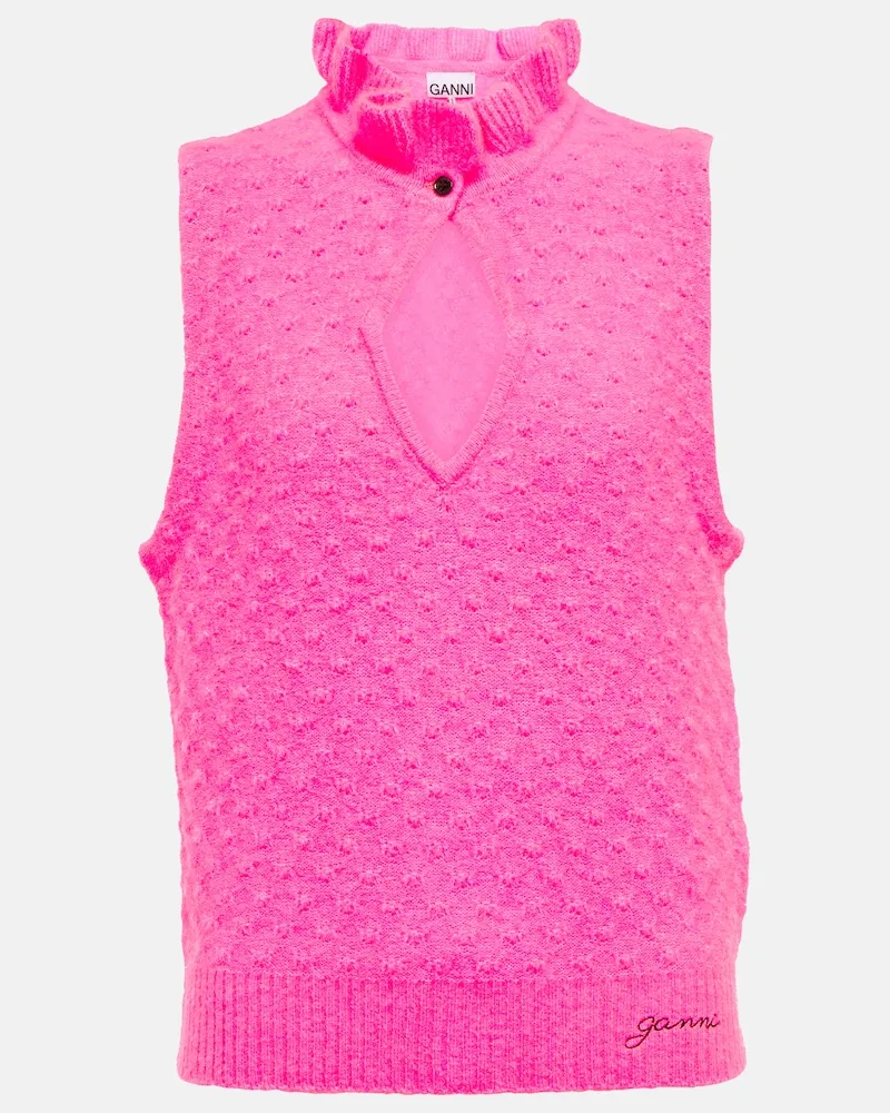 Ganni Top senza maniche con cut-out Rosa