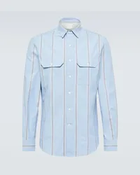 Brunello Cucinelli Camicia in cotone a righe Blu