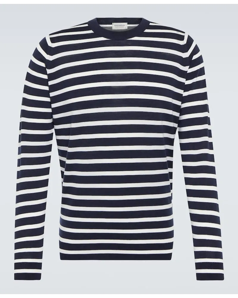 John Smedley Pullover Alfred in lana a righe Blu
