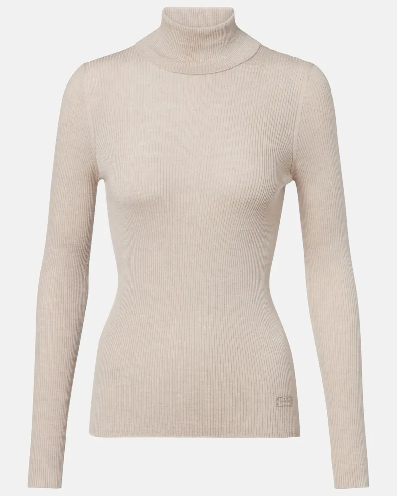 AGNONA Pullover dolcevita in lana, seta e cashmere Beige