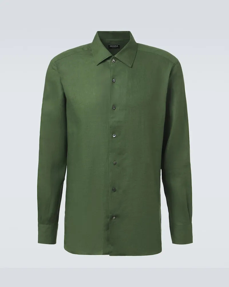 Ermenegildo Zegna Camicia in lino Verde