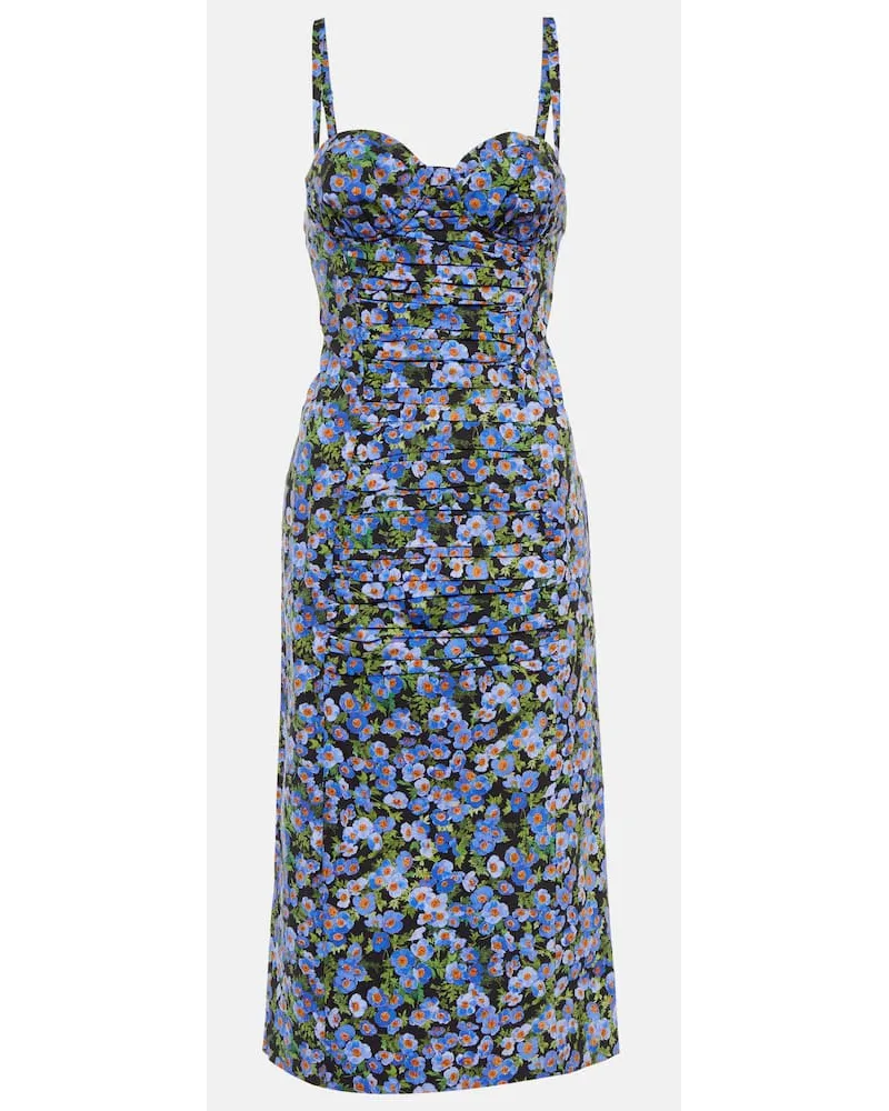 Carolina Herrera New York Abito midi in cotone con stampa Blu