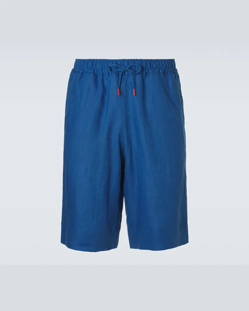 Kiton Shorts in lino Blu