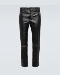 Alexander McQueen Pantaloni regular in pelle Nero