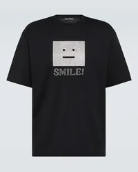 Acne Studios T-shirt Face in jersey di cotone Nero