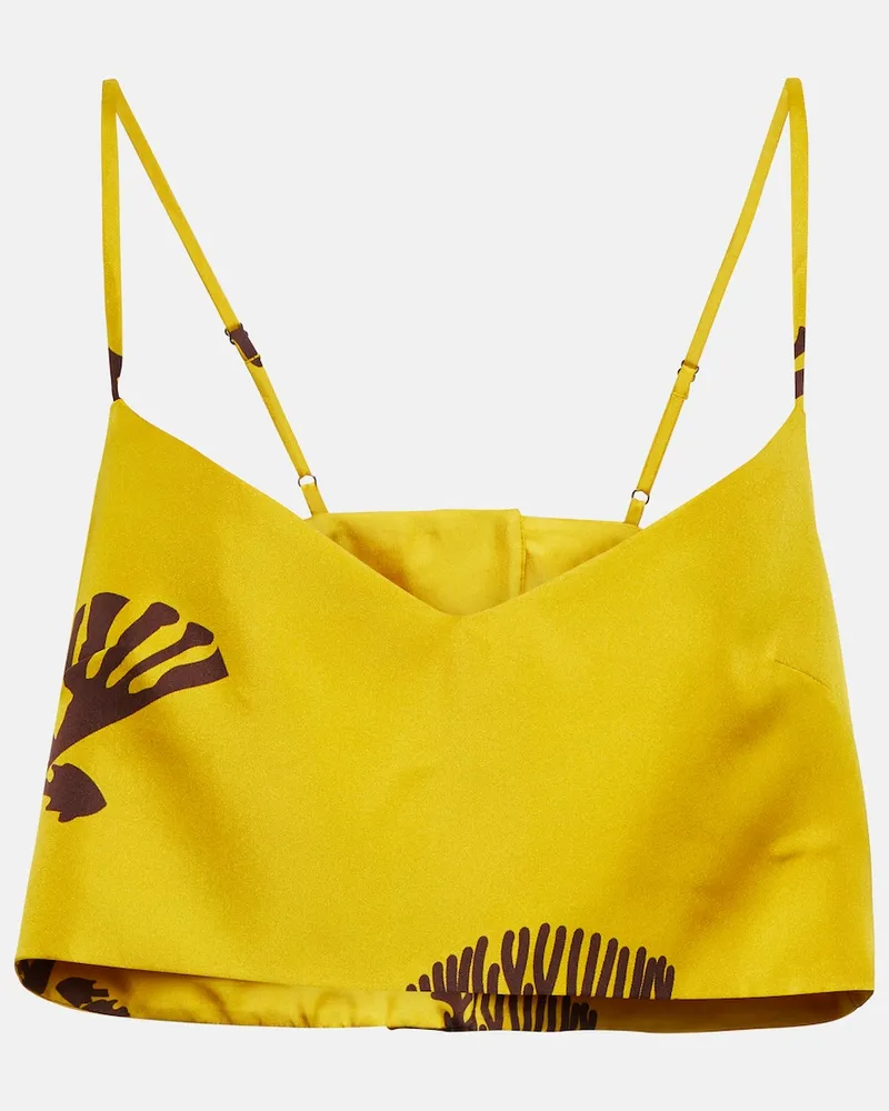 ASCENO Top cropped Ezra in seta Giallo