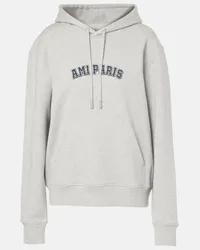 AMI Paris Felpa in jersey di cotone con logo Grigio