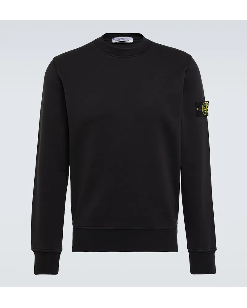 Stone Island Felpa Compass in jersey di cotone Nero