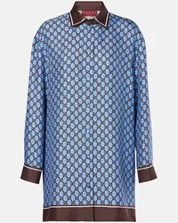 Gucci Camicia in seta GG Blu