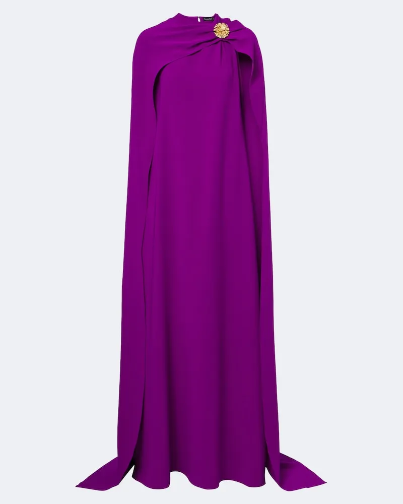 Oscar de la Renta Abito lungo in georgette di misto seta Viola