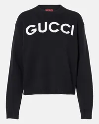 Gucci Pullover in lana con logo Nero