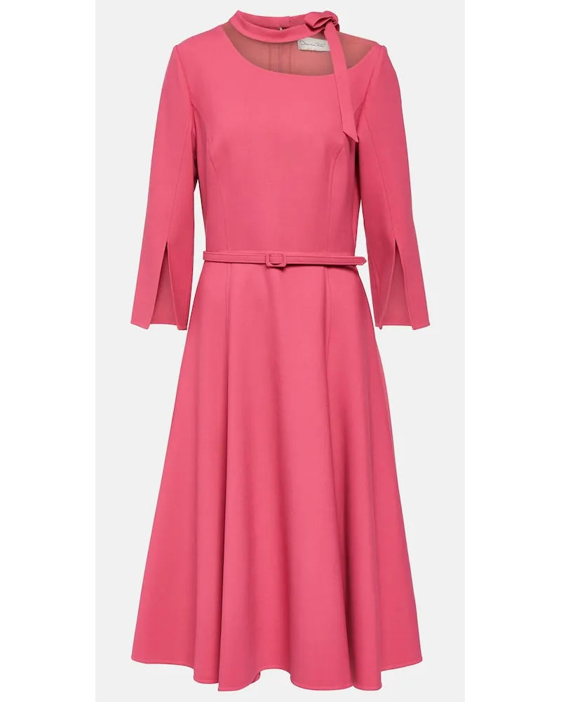 Oscar de la Renta Abito midi in misto lana Rosa