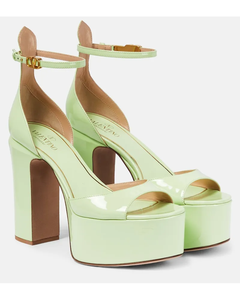 Valentino Garavani Sandali VLogo in vernice con plateau Verde