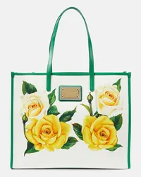 Dolce & Gabbana Borsa Majolica Large in canvas con stampa Rosa