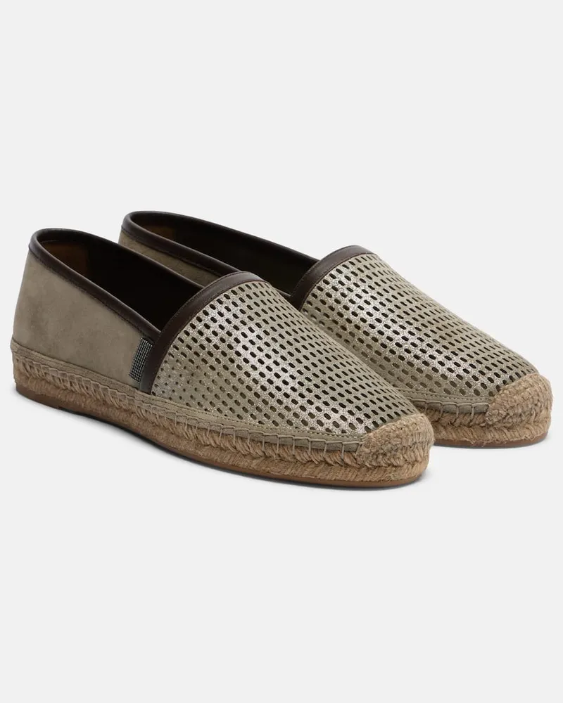 Brunello Cucinelli Espadrillas in pelle e suede Grigio