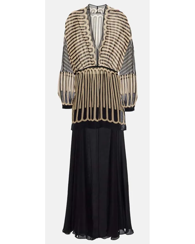 Johanna Ortiz Miniabito in chiffon di seta con stampa Multicolore